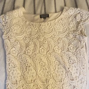 Crochet lace cream cocktail dress